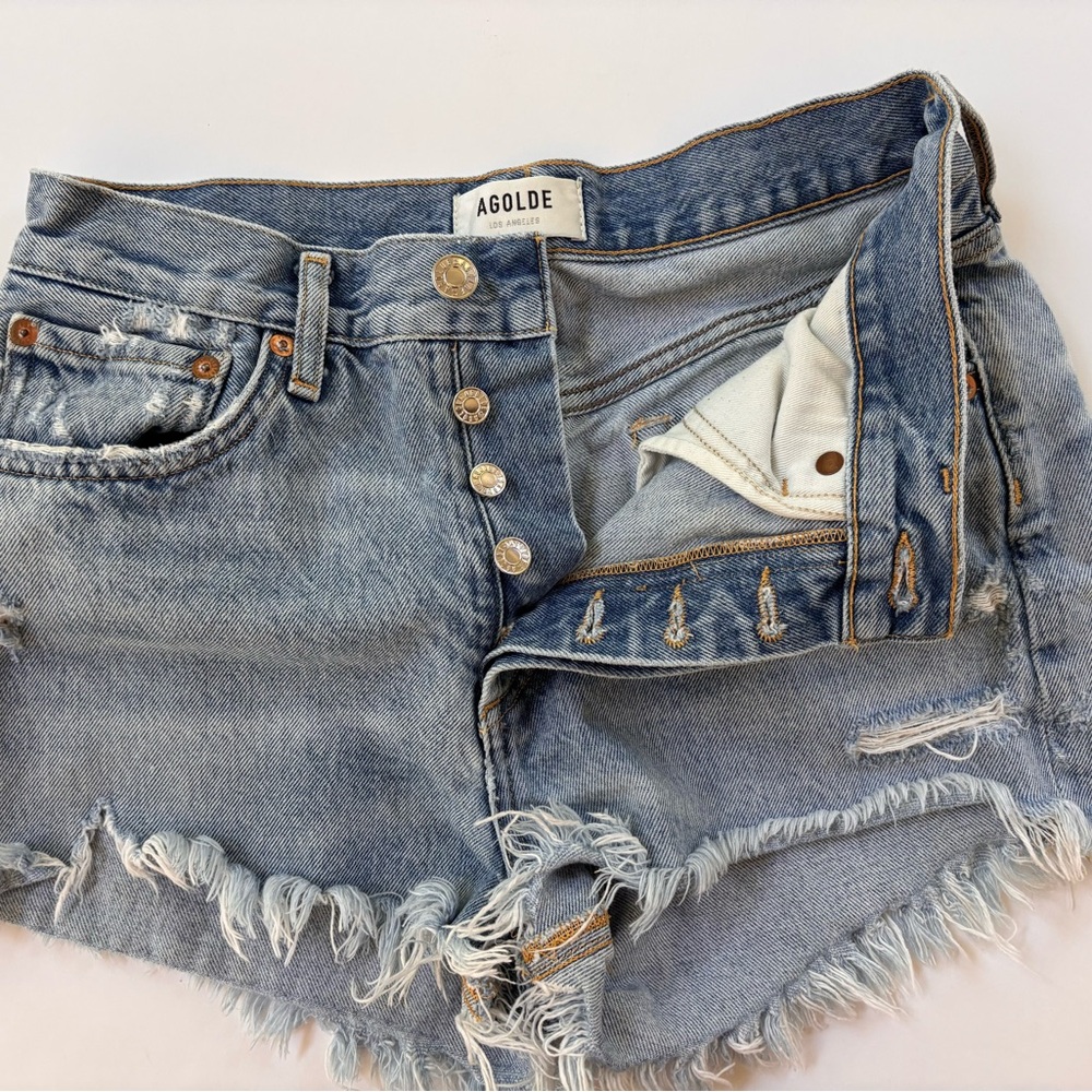 Agolde Parker Denim Shorts size 26 destroy wash